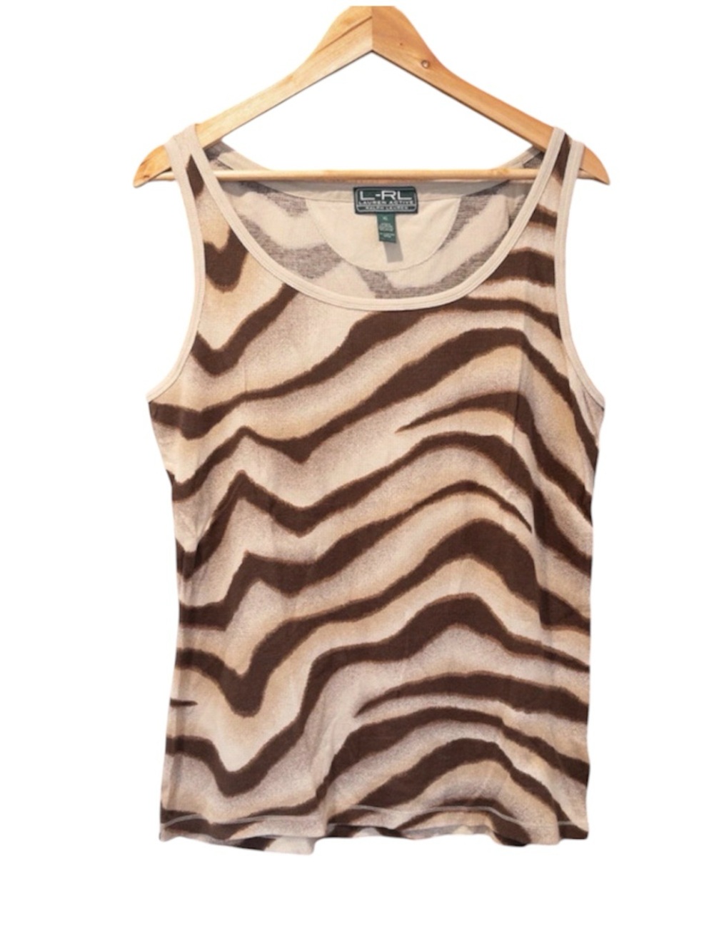 Ralph Lauren Active brown beige zebra print tank top in womens XL